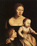 Hans Holbein The Artist's Wife with Katherine and Philip Norge oil painting reproduction